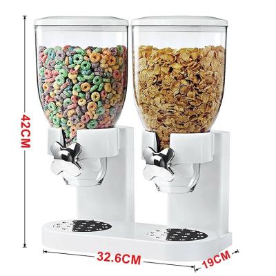 China Plastic Dry Cereal Dispenser Machine Double Oatmeal Buffet Machine Steamable Kitchen Breakfast Cereal Dispenser Container for sale