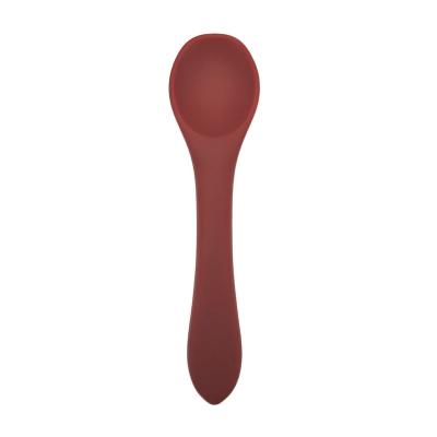 China BPA Free Food Grade Baby Feeding Training Spoon Flexible Silicone Baby Spoon for sale