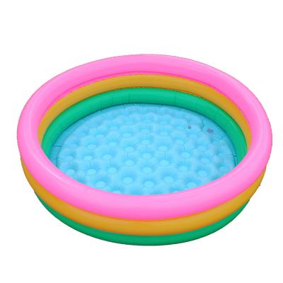 China Kid's Rainbow Colors Three Layers Kiddie Swimming Pool Children Outdoor Environmental PVC Inflatable Swimming Pool for sale