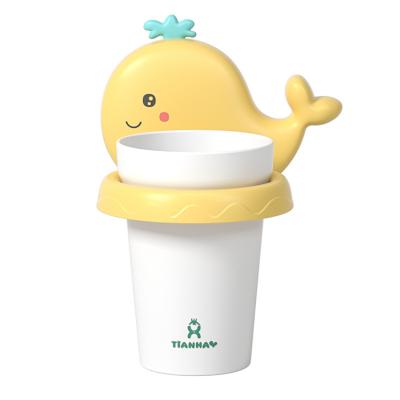 China Wall Mounted Cartoon Creativity Baby Sustainable Washing Cup Toothbrush Holder Sets Eco-friendly Kids Toothbrush Cup for sale