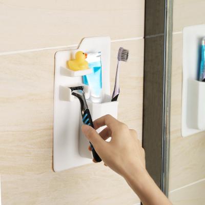 China Wall Mounted Organizer Stocked Silicone Toothbrush Holder Silicone Toothbrush Hanger Razor Holder Bathroom Storage for sale