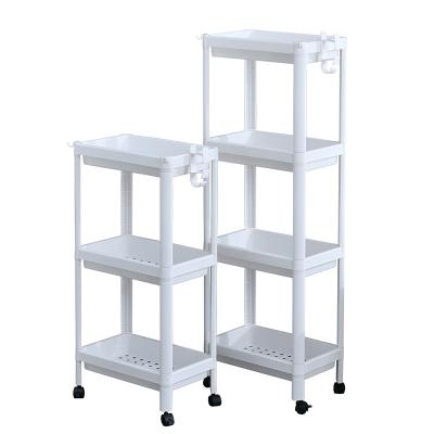 China Floor-standing Plastic Living Room Kitchen Organization Storage Shelf Fridge Living Room Bathroom Storage Shelf for sale