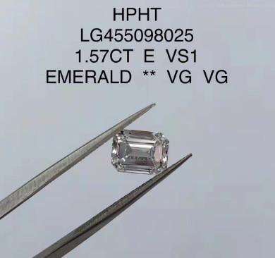 China Smaragd gesneden laboratorium gegroeide diamant sieraden 1.57 Ct E VS1 VG HPHT diamant Te koop