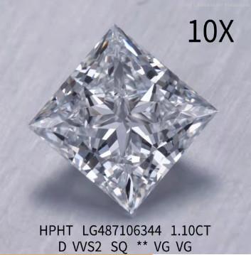 Cina 1.1 Ct Princess Cut Lab Cresciuto Diamante Gioielleria D VVS2 HPHT Laboratorio Cresciuto Diamante in vendita