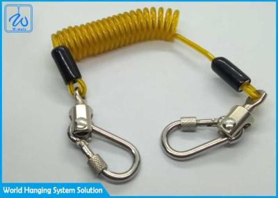 Chine Bobine jaune Lanyard With Locking Screwgate Carabiner de fil pour des outils de baisse d'arrêt à vendre