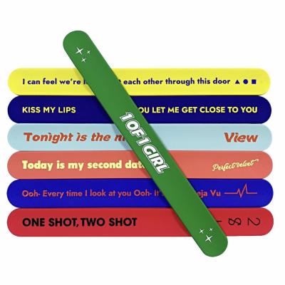 China Other Design Your Own Snap Silicone Wristband Maker Cheap Personalized Custom Logo Rubber Slap Bracelets Snap Wristband for sale