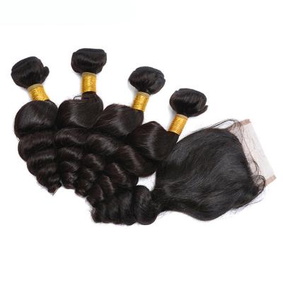 China Brazilian Loose Wave Hair Weave Loose Wave Bundles 100% Natural Black Hair Bundles Remy Hair Extensions for sale