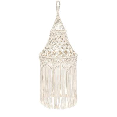 China Modern Decoration Handmade Eco-Friendly Home Decor Boho Macrame Lampshade Indoor Lighting Hanging Cover for sale