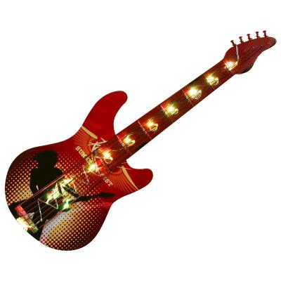 China Eco-friendly Creative Decoration Wrought Iron LED Light Bar Wall Decoration Retro Hanging Guitar Guitar Opens Decoration for sale