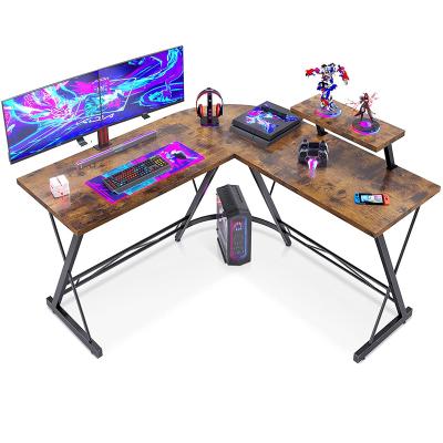 China Home Studio Corner Computer Desk (Other) Metal Furniture Frame Adjustable L-Shaped Wooden Table Desk Large for sale