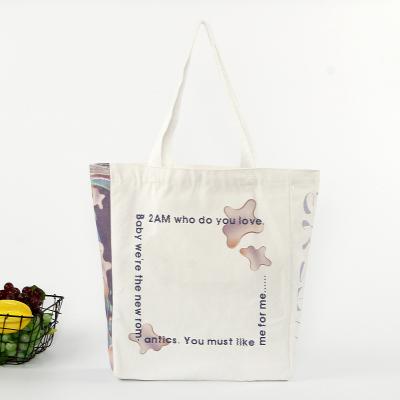 China Eco-friendly Reusable White Natural Cotton Recyclable Promotional Custom Shopping Tote Bag Customer Canvas Tote Bag for sale