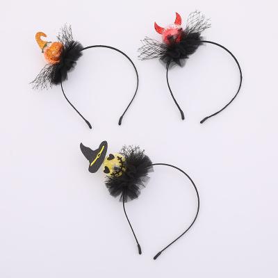 China Activity Decoration Mix Styles Newest Headband Kids Cosplay Pumpkin Spider Halloween Party Headband Witch Hat Headdress For Children for sale