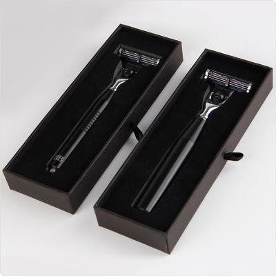 China Recyclable Custom Black Razor Drawer Mens Paper Shaver Packaging Box With Foam for sale