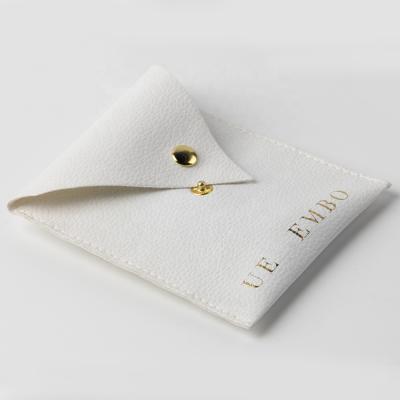 China Recyclable Custom Envelope Leather Pouch With Gold Logo For Jewelry for sale