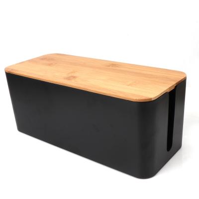 China Viable Plastic Bamboo Wood Router Box Router Junction Management Cover Power Storage Organizer Wire Socket Finishing Storage Box for sale