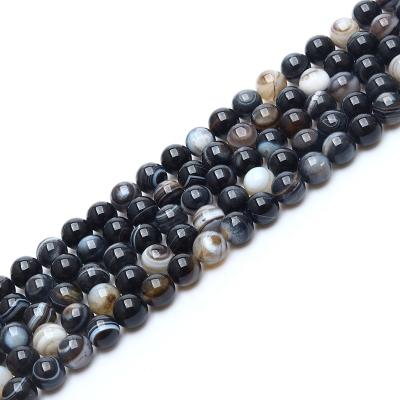 China Healing Natural Natural Agate Beads Sardonyx Black Lace Beads Natural Black Agate In Loose Beads for sale