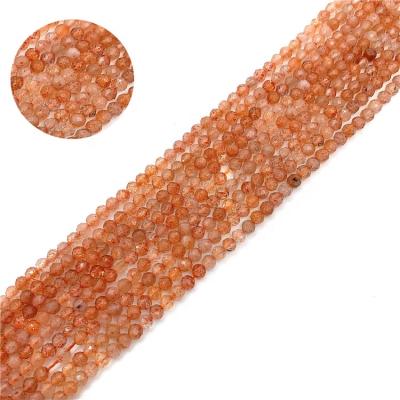 China Na 2mm Sun Stone Faceted Spacer Seed Beads Peach Moonstone Bead For Jewelry Making for sale