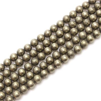 China Natural Bead 2020 Hot Selling Natural Round Gemstone Pyrite Beads For Necklace Bracelet Making for sale