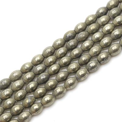 China Natural beads iron natural pyrite gemstone pyrite drum beads for jewelry making for sale