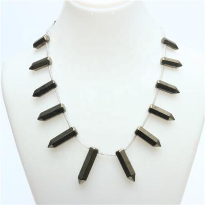 China Natural Beads 2020 Fashion Design Hexagon Prism Jewelry Natural Pyrite Beads for sale