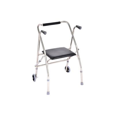 China Convenient Custom medical hospital aluminium adults seniors elderly upright walker rollator folding frame seat walking aids for disabled for sale