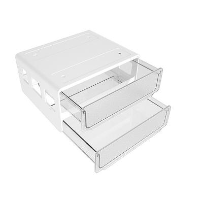 China Durable Multi Functional Plastic Desk Portable Drawer Organizer Double Tray Office Under Desk Drawer Home Adhesive Storage Box for sale