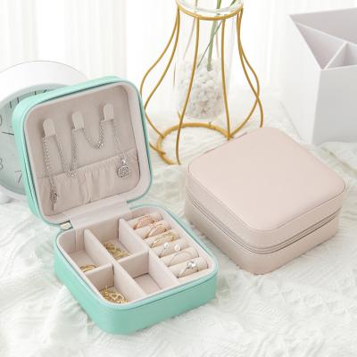 China Sustainable Cheap Portable Jewelry Storage Box Dustproof Compartment Jewelry Box Stud Rings Earring Organizer Case for sale