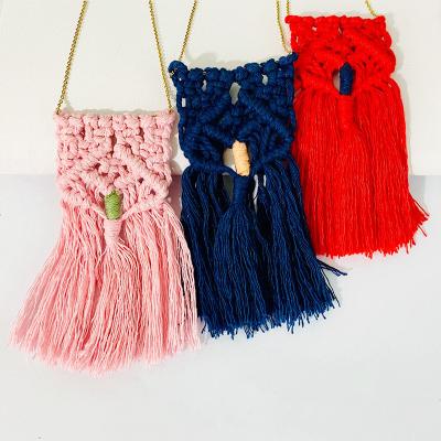 China Fashionable Low Cost Cotton Rope And Iron Chain Necklace Handmade Sweater Boho Chain Necklace For Women 2021 for sale