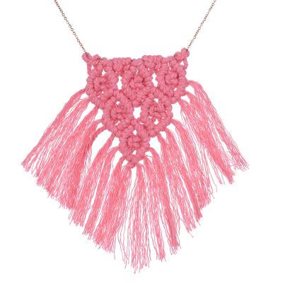 China High Quality Fashion Trendy Long Rope Necklace Cotton Boho Handmade Necklaces For Women for sale