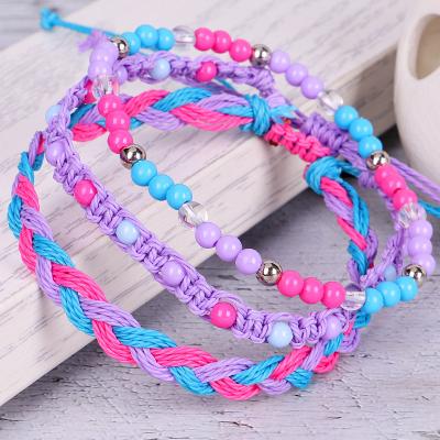 China Colorful Beaded Bohemian Beads 3 Piece Bracelet Wax Thread Durable Hand Woven Rope Bracelet for sale