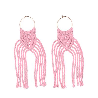 China FASHIONABLE Wholesale Bohemian Wholesale High Quality Handmade Copper Earrings Wooden Tassel Earrings For Engagement for sale