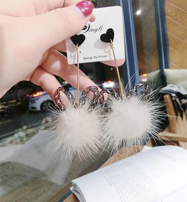 China Wholesale FASHIONABLE Products Mink Hair Hydrangea Earrings Small Autumn 925 Winter Silver Earrings for sale