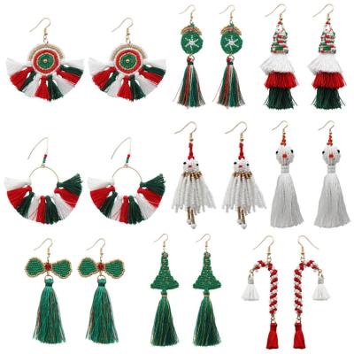 China FASHIONABLE Professional Tree Earrings Christmas Design Handmade Rice Beads Ornaments Earrings Bohemian Set for sale