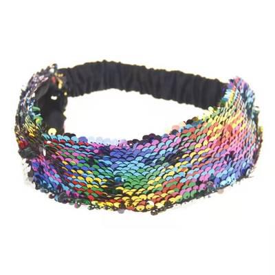 China Fashion flip sequin European and American women's side pressure double-sided elastic hair band for sale