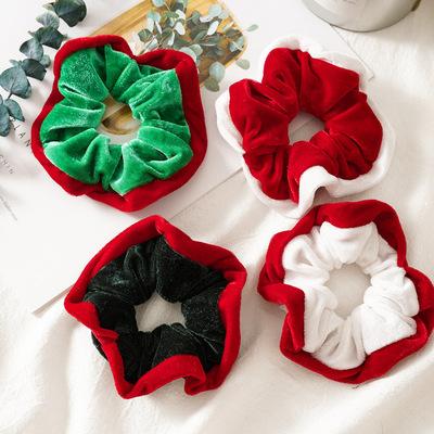 China New Winter Fashion Color Christmas Flannel Mixed Large Intestine Circle Elastic Scrunchy Hair Ties for sale