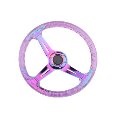 China 6 bolts Racing Universal 350mm Acrylic Crystal Luminous Acrylic Car Modified Racing Steering Wheel for sale