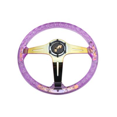 China 6 bolts Car Modified Steering Wheel 13 Inch Acrylic Crystal Transparent Steering Wheel Luminous Steering Wheel Mold for sale