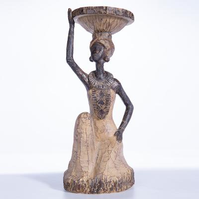 China Africa Abigail Factory Tribal Culture Retro Candlestick Home Decoration Resin Table Crafts Living Room TV Cabinet for sale