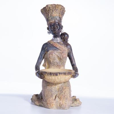 China Africa Abigail Factory African Tribal Culture Candlestick Furniture Wood Table Tops Retro Ornaments Resin Crafts for sale