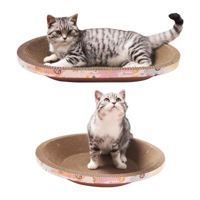 China Sustainable Wholesale Multiple Sizes new round horizontal cardboard cat scratchers for sale