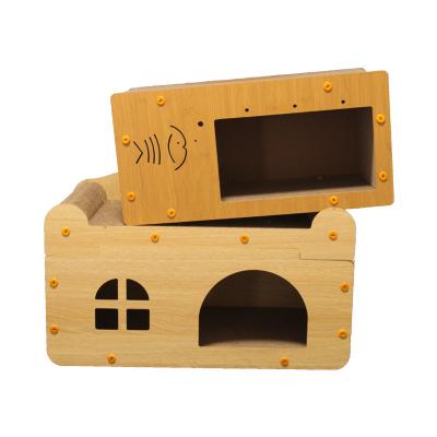 China Sustainable Cat Toy Cat Scratcher House Double Corrugated Paper Cat Nest Scratching Board for sale