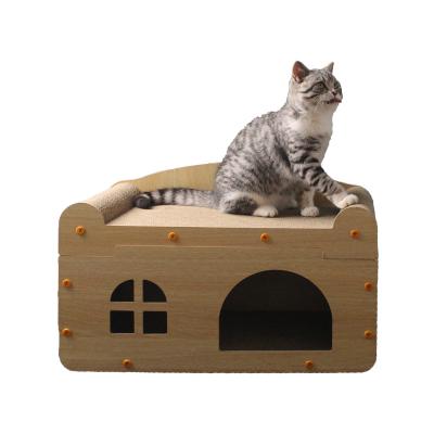 China Sustainable Wholesale Pet Toy Cardboard Cat Scratcher Board House Cat Scratcher Board Bed for sale