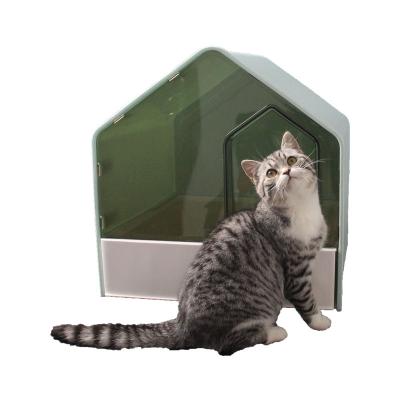 China Stocked Enclosed Litter Box House Shape Cat Litter Box & Accessories With Door for sale