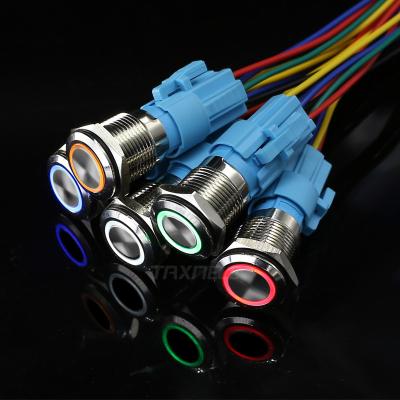 China 3V 5V 12V 24V 110V 220V Illumination Ring Car Lamp Light Switch 16mm Metal Push Button Motor PC Auto Power Start Switch for sale