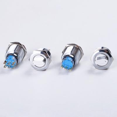 China 19mm/22mm Waterproof Metal Push Button Switch 1NO+1NC 3 Position 2NO+2NC Rotary Push Button Rotary Switch 19mm/22mm for sale