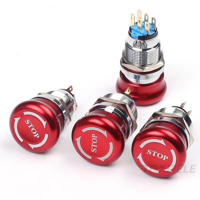 China Waterproof Stainless Steel Emergency Stop Push Button Switch 19mm 22mm 1NO1NC 2NO2NC Stainless Steel Mushroom Metal Aluminum for sale