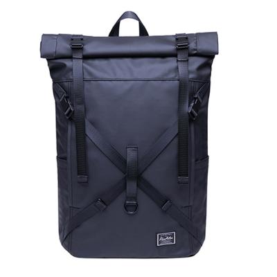 China Waterproof PU Cylinder Office Backpack Travel Rolling Backpack University PU Laptop Backpack for sale