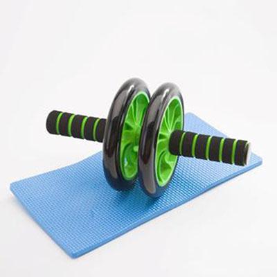 China Eco-Friendly Roller Abdominal Exercise Wheel Fitness Ab Wheel Double Roller Wheel With Soft Handle for sale