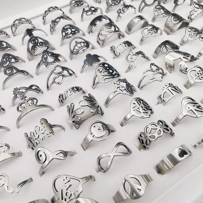 China Cheap Wholesale Bulk Spell Rings Women Men 50 Piece Wholesale High Quality Rings Bulk Stainless Steel Rings Mixed Heart Letter Butterfly Flower Animal Spell Rings love for sale