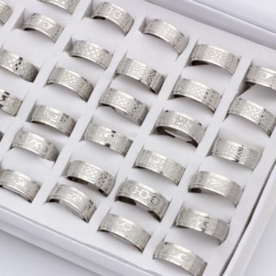 China 36pcs/Lot Wholesale Random Size Stainless Steel 36pcs/Lot Mix Design Vintage Jewelry Bulk Thick Heavy Heavy Rings For Women Men for sale